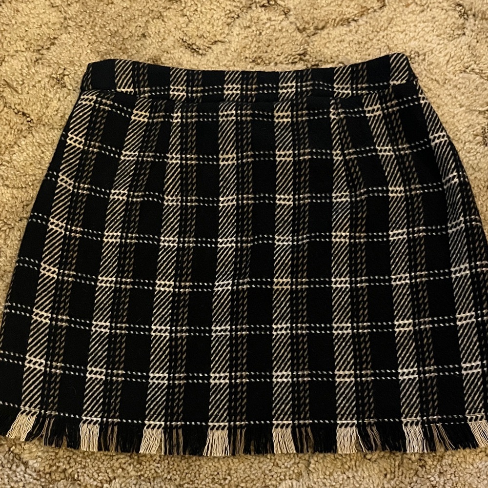 Versona Black and White Checkered Mini Skirt